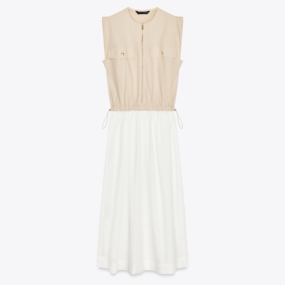 NWT Zara Combination Poplin Dress Size Large Quiet Luxury.      21 - Picture 3 of 9